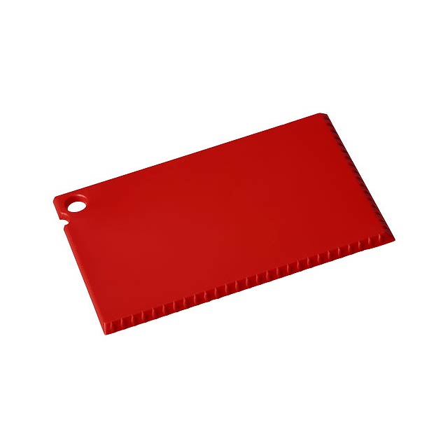 Coro credit card sized ice scraper - transparent red