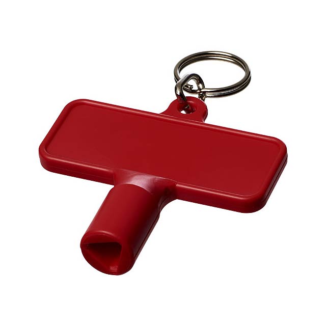 Maximilian rectangular utility key keychain  - transparent red