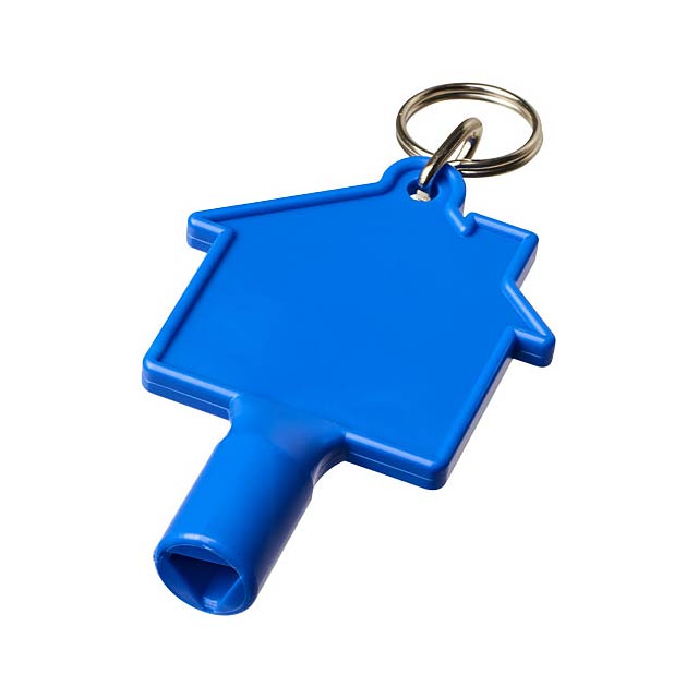 Klíčenkový klíč na měřidla Maximilian ve tvaru domu - modrá
