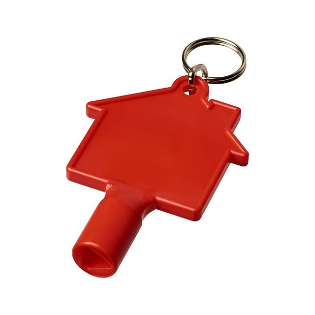 Klíčenkový klíč na měřidla Maximilian ve tvaru domu - transparentná červená