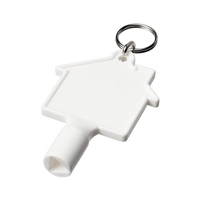 Klíčenkový klíč na měřidla Maximilian ve tvaru domu - bílá