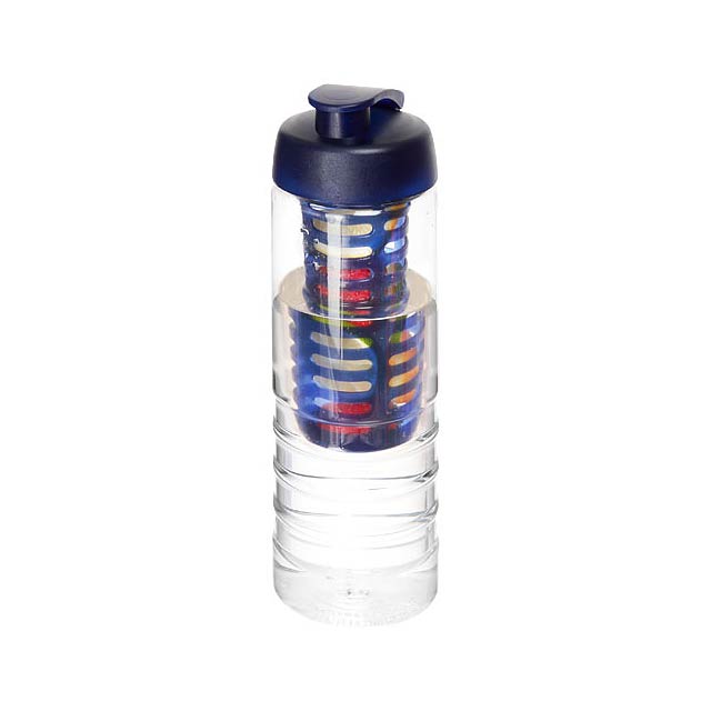 H2O Treble 750 ml lahev s vyklápěcím víčkem a infuzérem - transparentní