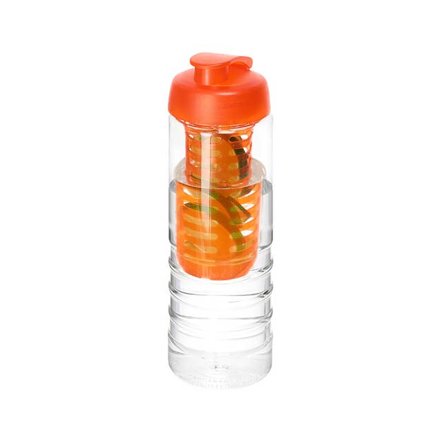 H2O Active® Treble 750 ml flip lid bottle & infuser - transparent