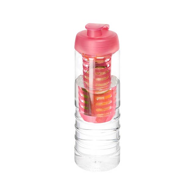 H2O Active® Treble 750 ml flip lid bottle & infuser - transparent