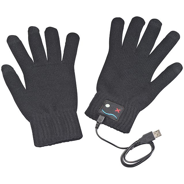 Touchscreen gloves with bluetooth function for phone calls - black