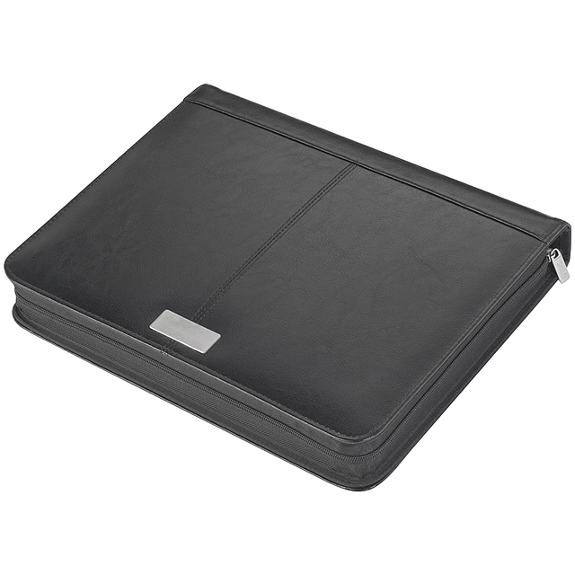 Bonded leather folder with separate Ipad case - black