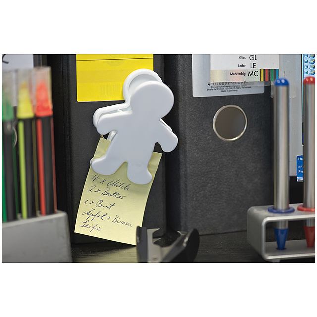 S touto kovovou figurínou si môžete ľahko pripevniť poznámky, vizitky a odkazy pomocou magnetu na zadnej strane ku chladničke. Ako potlač odporúčame tampoprint.  - biela - foto