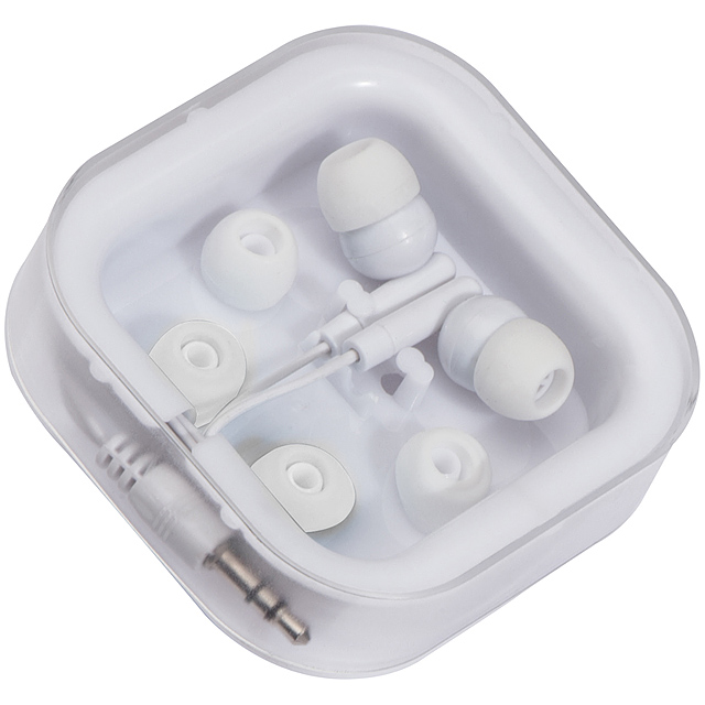 Earphones in a box - white