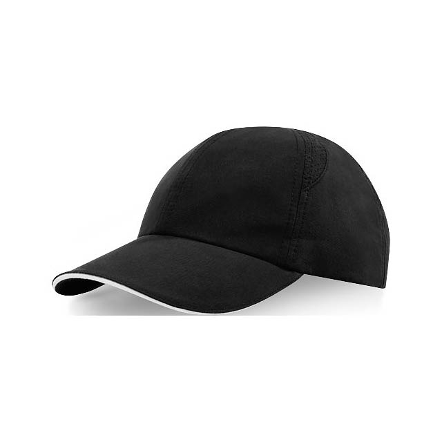 Morion 6 panel GRS recycled cool fit sandwich cap - black