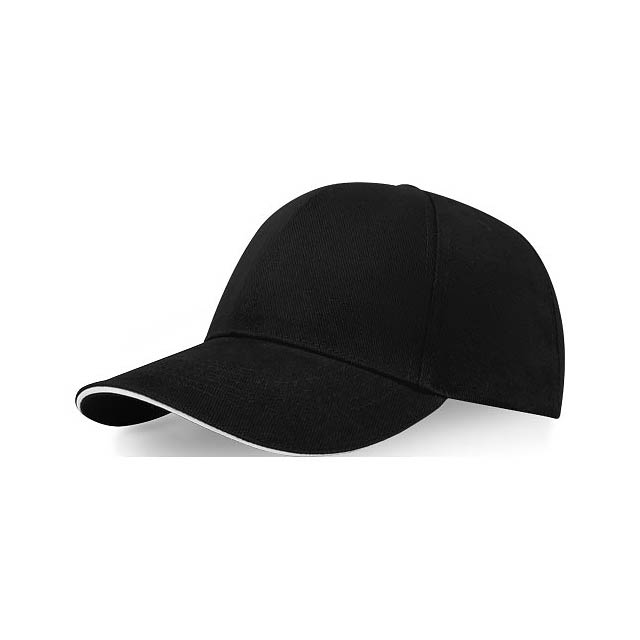 Topaz 6 panel GRS recycled sandwich cap - black