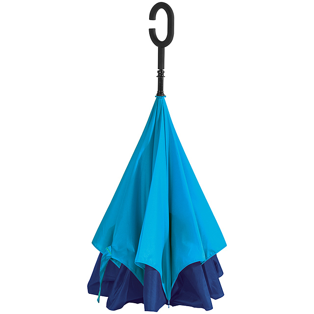 Reverse umbrella - double layer - 190T pongee - baby blue