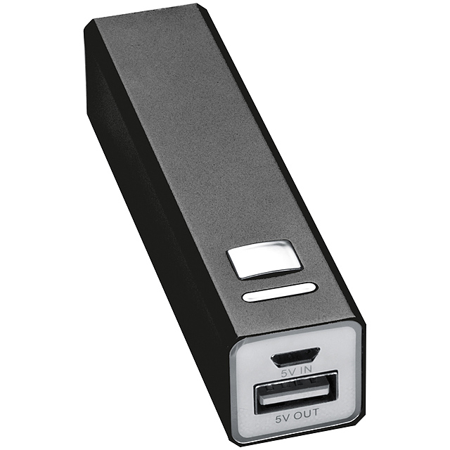 Powerbank metall, inkl. Ladekabel - schwarz