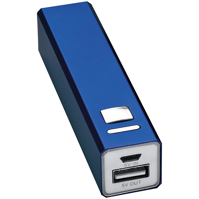 Powerbank metall, inkl. Ladekabel - blau