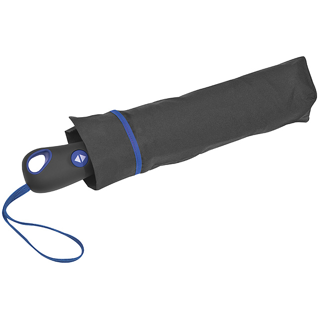 Taschenschirm schwarz mit farbigem Rand, 190T Pongee, Fibre Sklo - blau