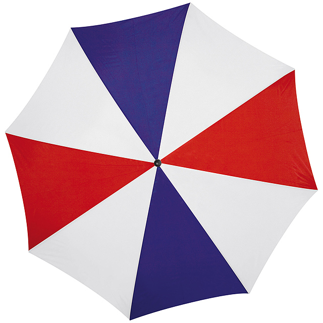 Dáždnik s dreveným držadlom - červená/modrá