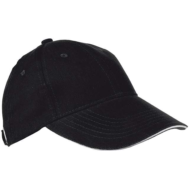 6-panel sandwich baseball cap - black