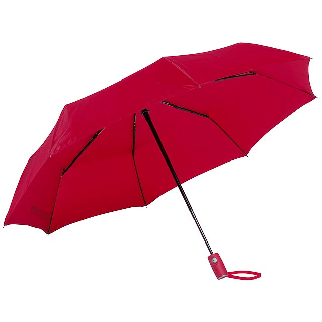 Plne automatický vetruvzdorný vreckový dáždnik ORIANA - červená