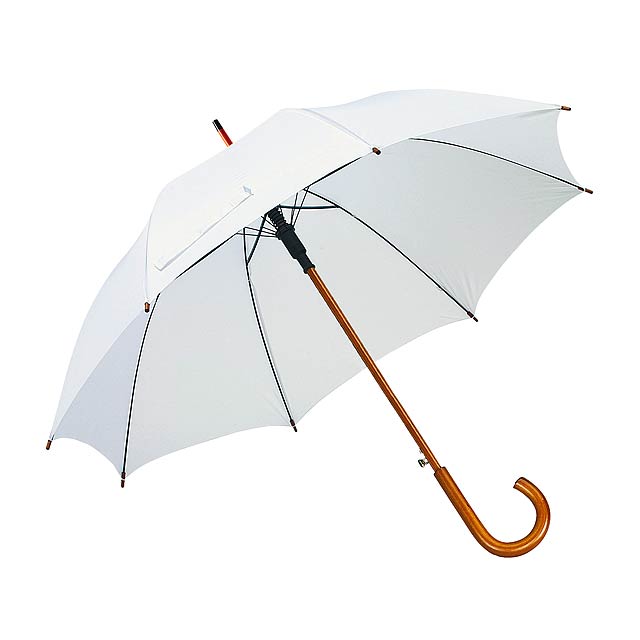 Automatic wooden stick umbrella TANGO - white