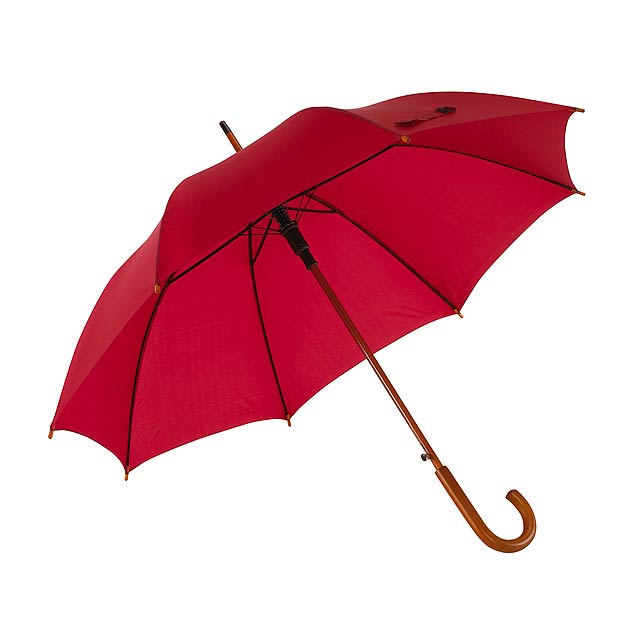 Automatický dřevěný holový deštník  TANGO - vínová
