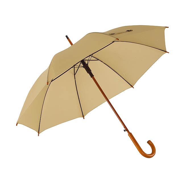Automatický dřevěný holový deštník  TANGO - béžová