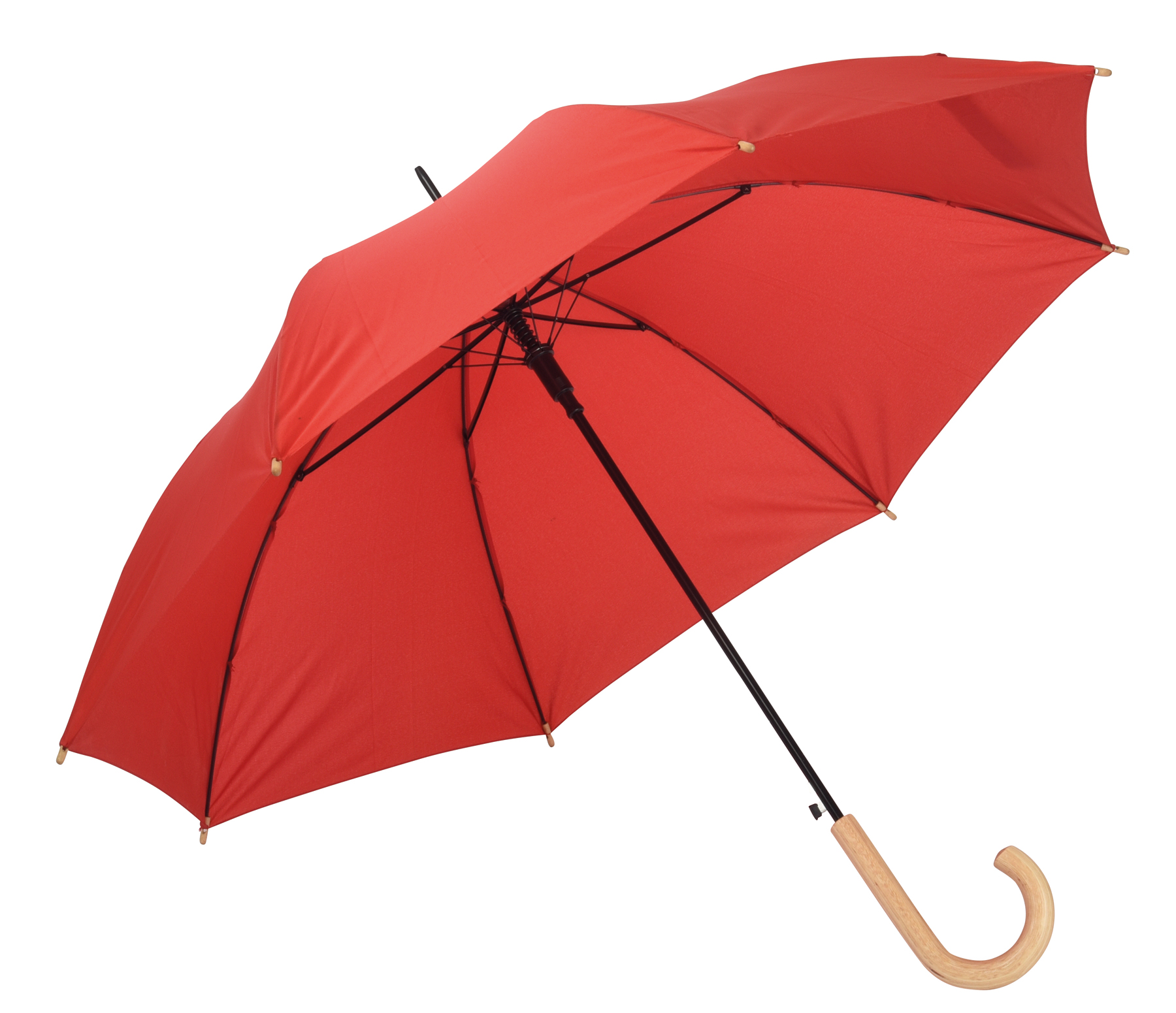 Automatický dřevěný deštník LIPSI - červená