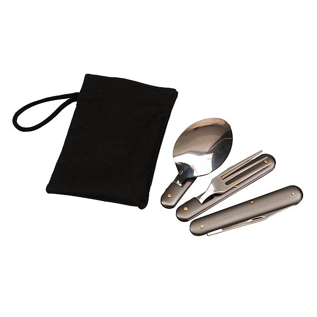 3 piece outdoor cutlery set CAMPING - grey