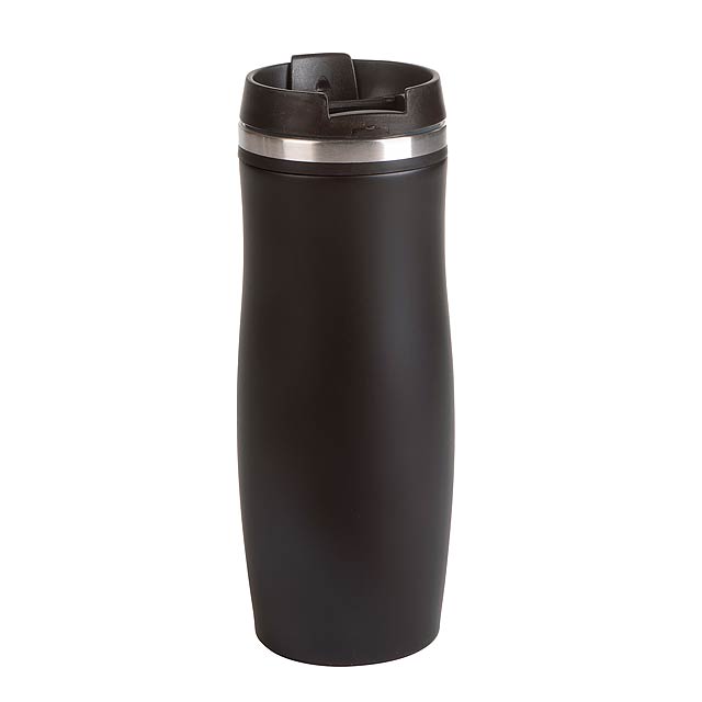 Double-walled travel mug DARK CREMA - black