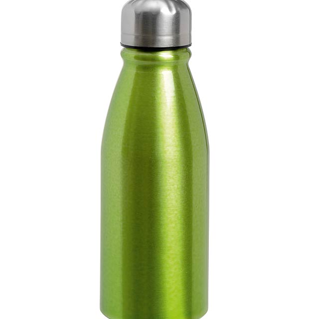 Hliníková láhev na pití FANCY:  jednostěnné, bezpečné stříbrné šroubovací víčko, kapacita: cca. 500 ml  - citrónová - limetková - foto