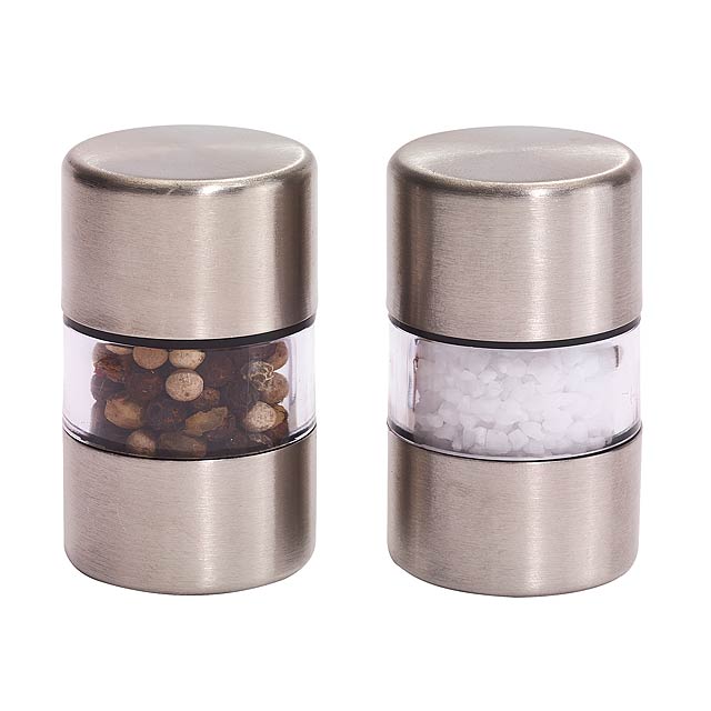 Salt and pepper shaker set SPICE FLAVOUR - silver