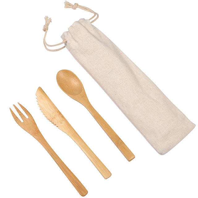 Bamboo cutlery set  Natural trip  - brown