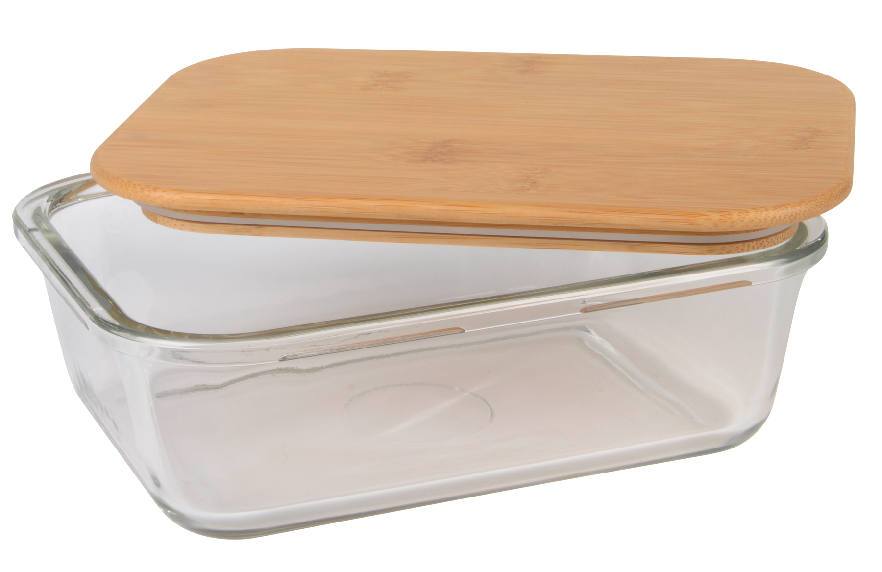 Krabička na oběd ROSILI L; s bambusovým víkem: kapacita cca. 1060 ml, skleněná miska je vhodná do mikrovlnné trouby - hnedá