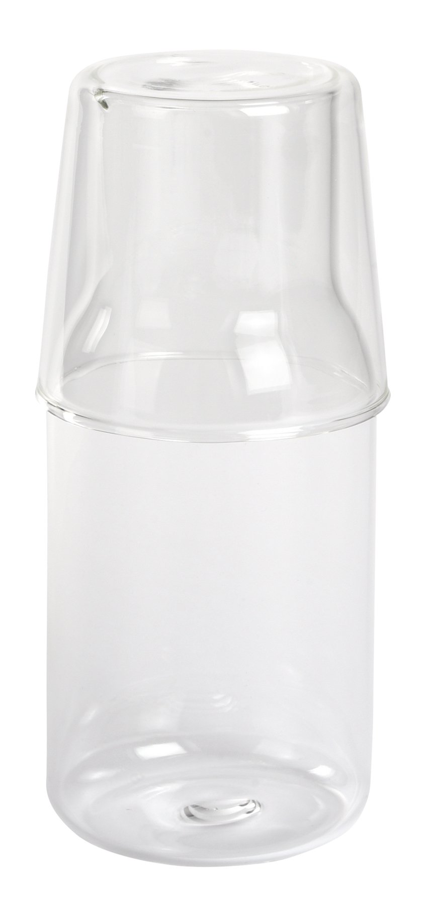 Glass carafe with tumbler glass CALMY - transparent