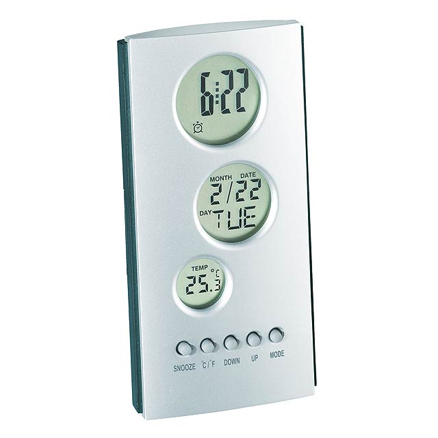 LCD-Wecker TOWER - Silber