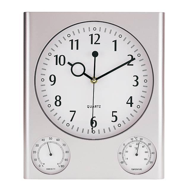 Rectangular wall clock SATURN - silver