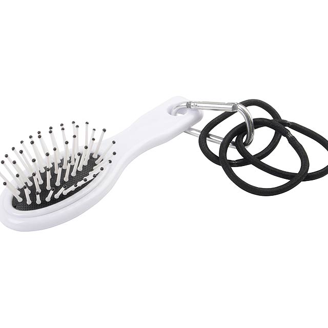 Travel brush with hair ties COIFFEUR - white