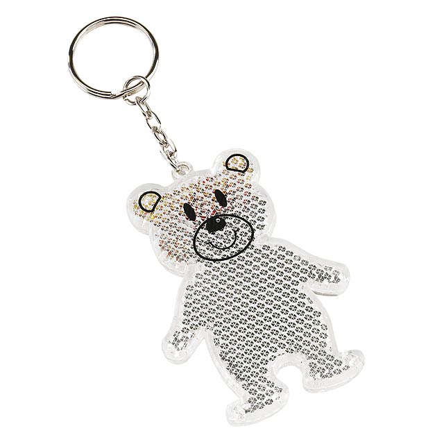 Reflective teddy key ring TEDDY - white