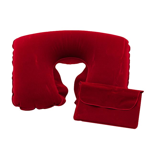 Inflatable travel pillow COMFORTABLE - red