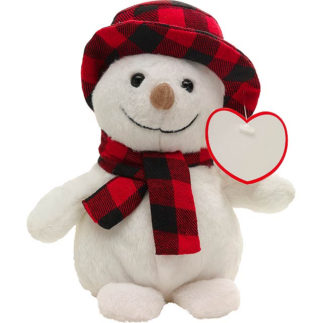 Plush snowman JOHANN - red