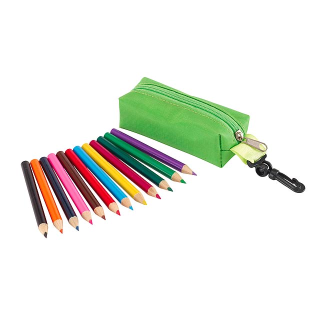 Pencil Case SMALL IDEA, incl. 12 coloured pencils - green