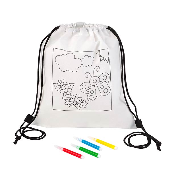 Backpack for colouring COLOURFUL HOBBY - white