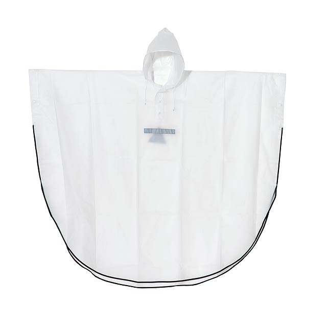 Poncho DRY AND SAVE  with reflector stripes - white