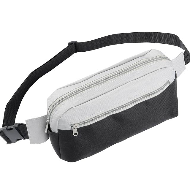 Taška na cennosti CLOSE-BY: prostorná hlavní přihrádka, 1 přední kapsa na zip, 2 malé zasunovací kapsy na boku, nastavitelný pásek se sponou - ideální pro cennosti a malé předměty  - šedá - foto