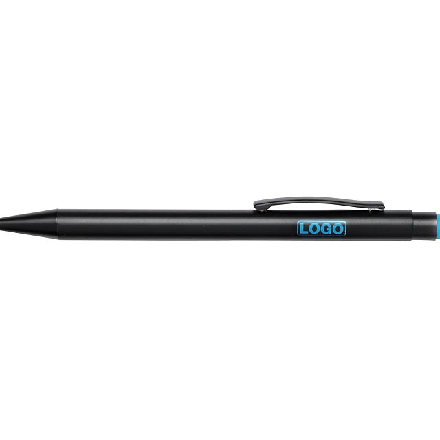 Aluminium ballpoint pen BLACK BEAUTY - baby blue