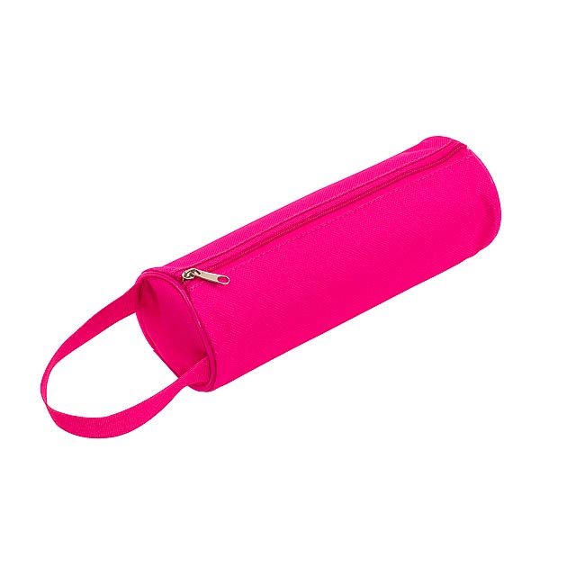 Round pencil case SCHOOL - fuchsia