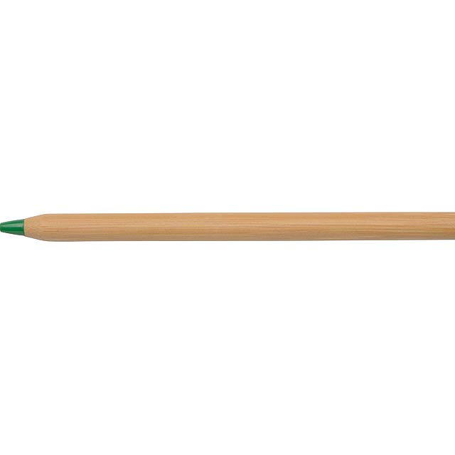Bambusové kuličkové pero ESSENTIAL: elegantní bambusové tělo, barevnou špičkou, modrým inkoustem  - zelená - foto