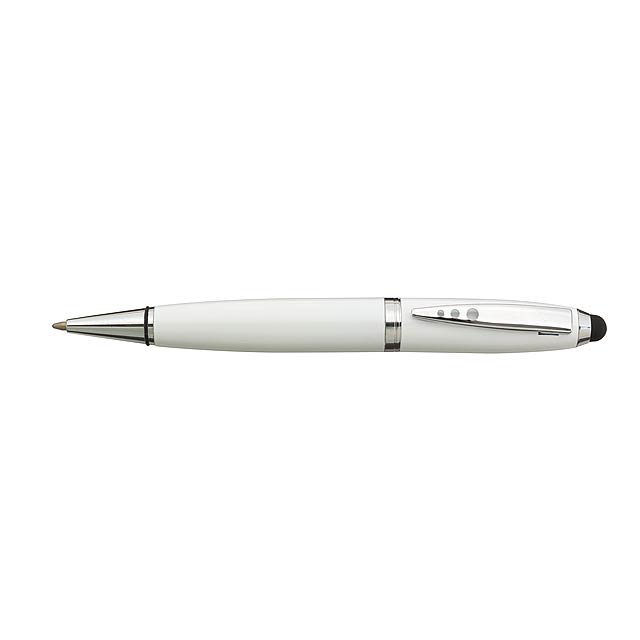 Nerezové kuličkové pero TOUCH DOWN - biela