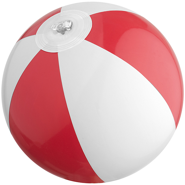 Bicoloured mini beach ball with 21.5 cm segments - red