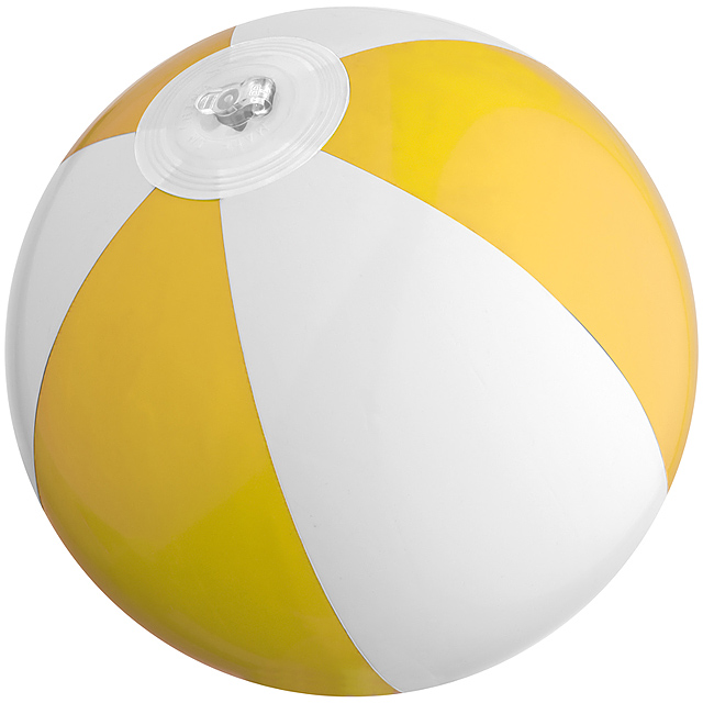 Bicoloured mini beach ball with 21.5 cm segments - yellow