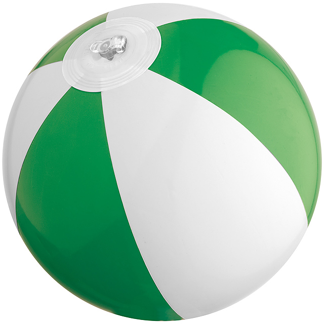 Bicoloured mini beach ball with 21.5 cm segments - green