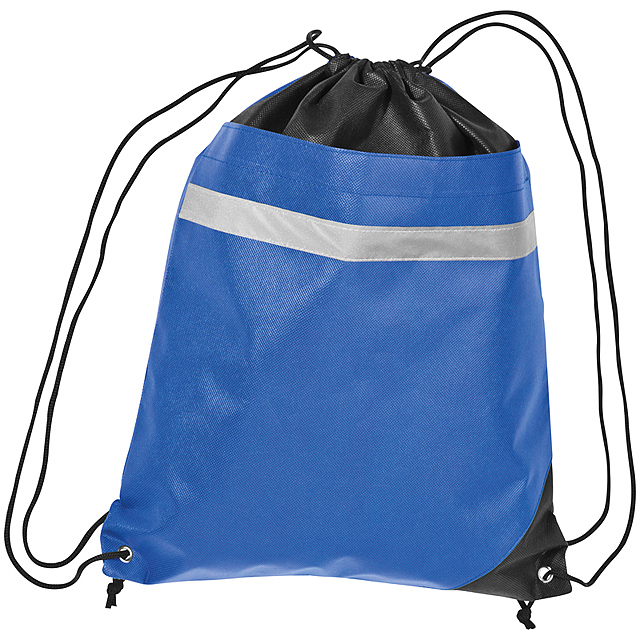 Non-woven gym bag including reflectable stripe - blue